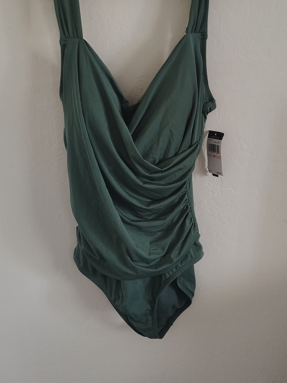 Draped Forest Green One-Piece Swimsuit